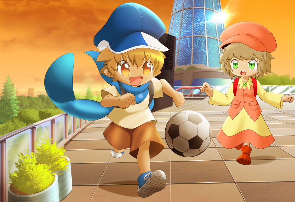 サッカー少年リクヤとガールフレンドのロミちゃん
